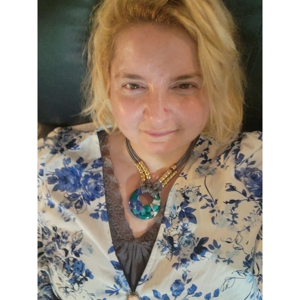 Blue Green Lucite Necklace Gold Tone Beads Grey Cord Lobster Claw Clasp